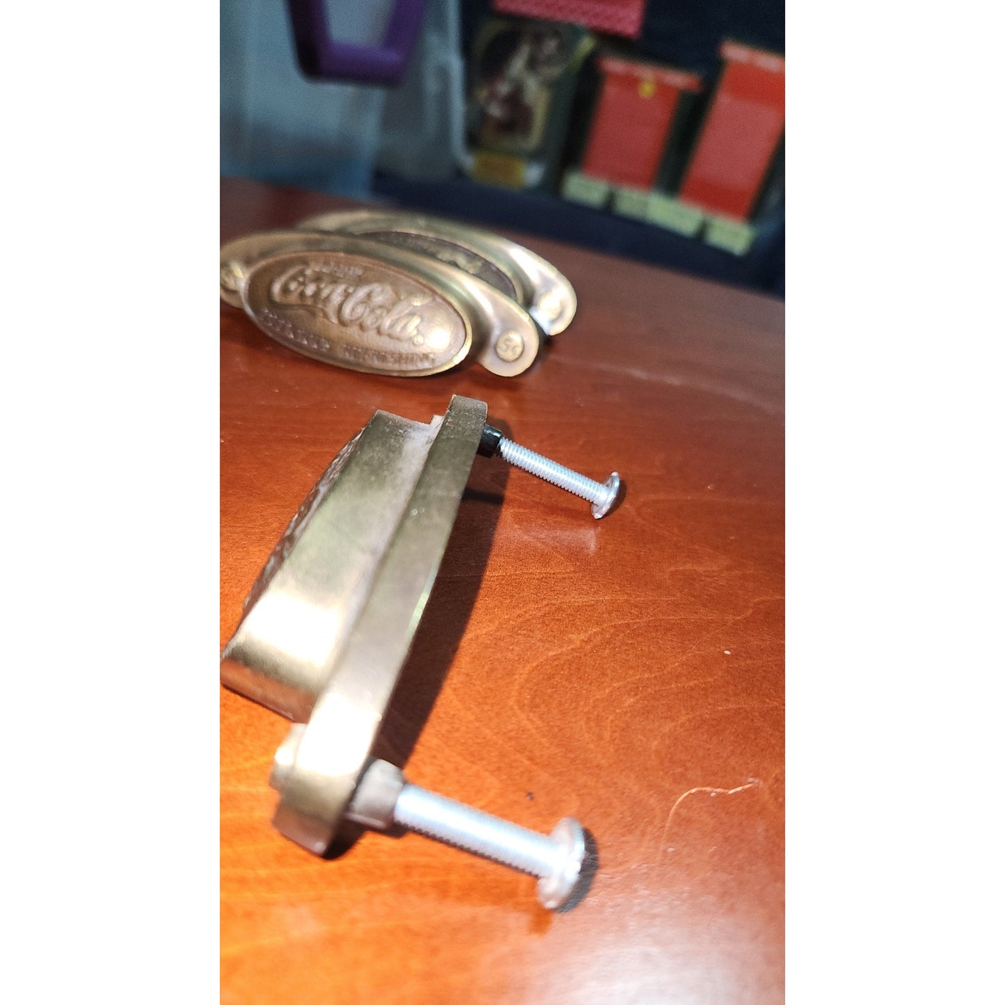 COCA-COLA Coke Brass Cup Handle Drawer Pull Knob Nostalgic Decor Hardware