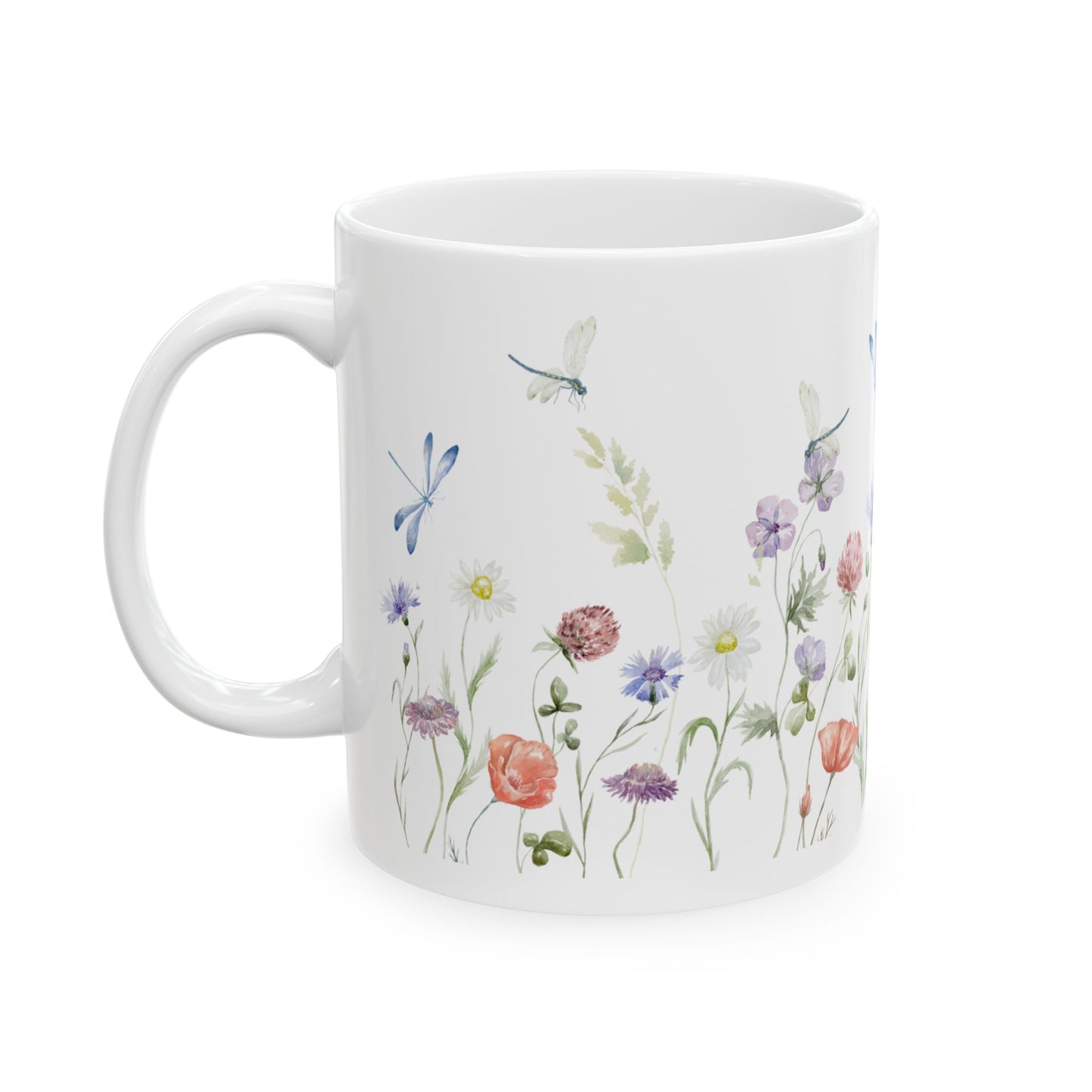 Flower & Dragonfly Ceramic Mug 11oz