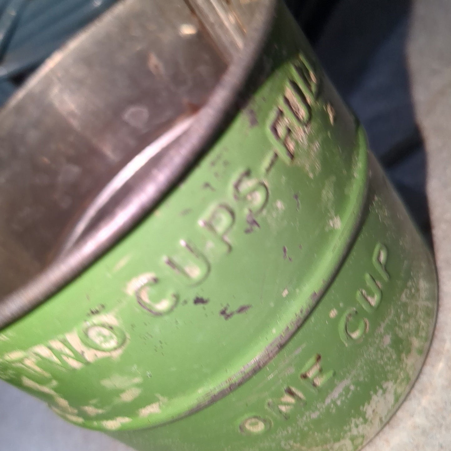 Vintage Green Two Cups flour sifter