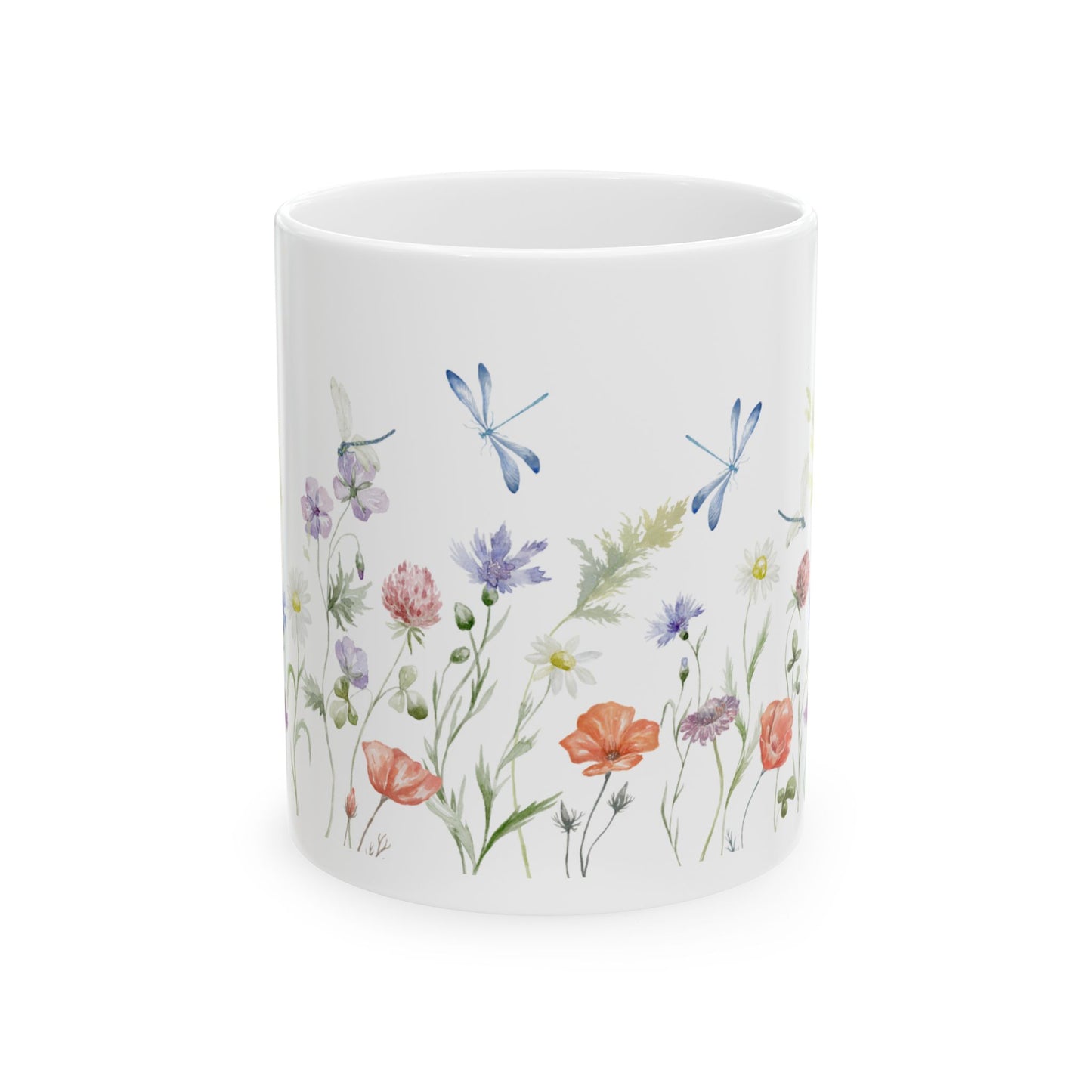 Flower & Dragonfly Ceramic Mug 11oz