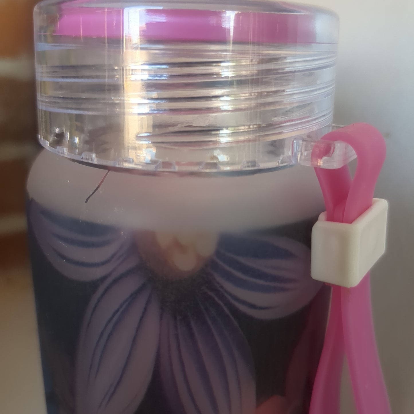 17oz Double Walled Glass Tumbler pink with flowers