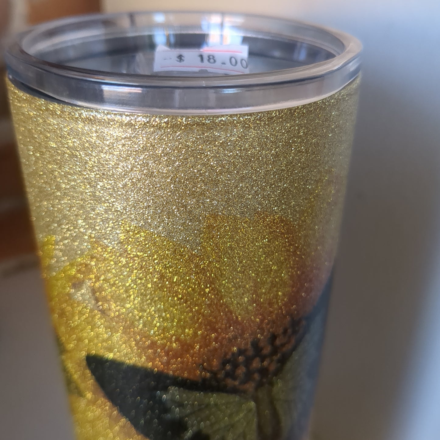 30 Ounce Stainless Steel Insulated Glitter Tumbler With Butterflies And Sunflowers