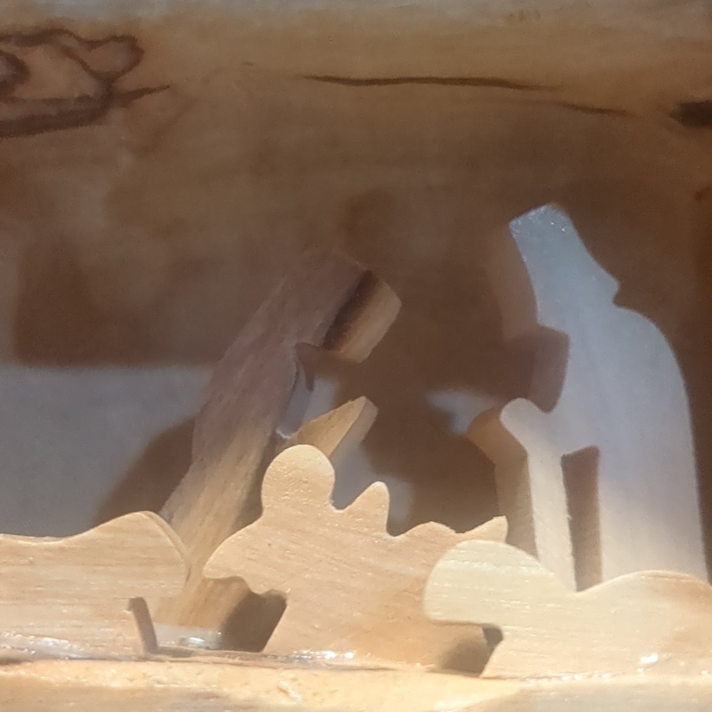 Small Grotto nativity carved in olive wood Branch - 3"x5" n3
