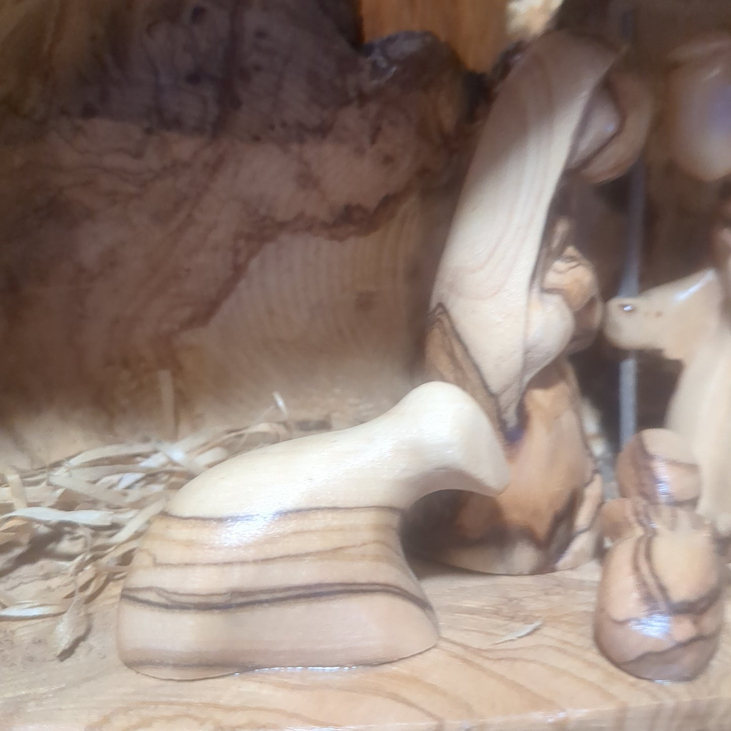 Large Grotto nativity made from Roots of the olive wood tree.  Made in Bethlehem. N1
