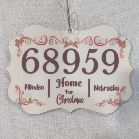 Minden Nebraska's ZIP Code Ornament floral 1 special order