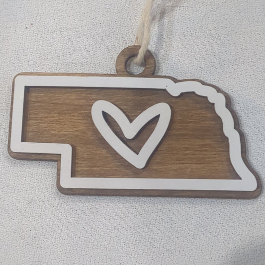 Nebraska Layered Wood Ornament