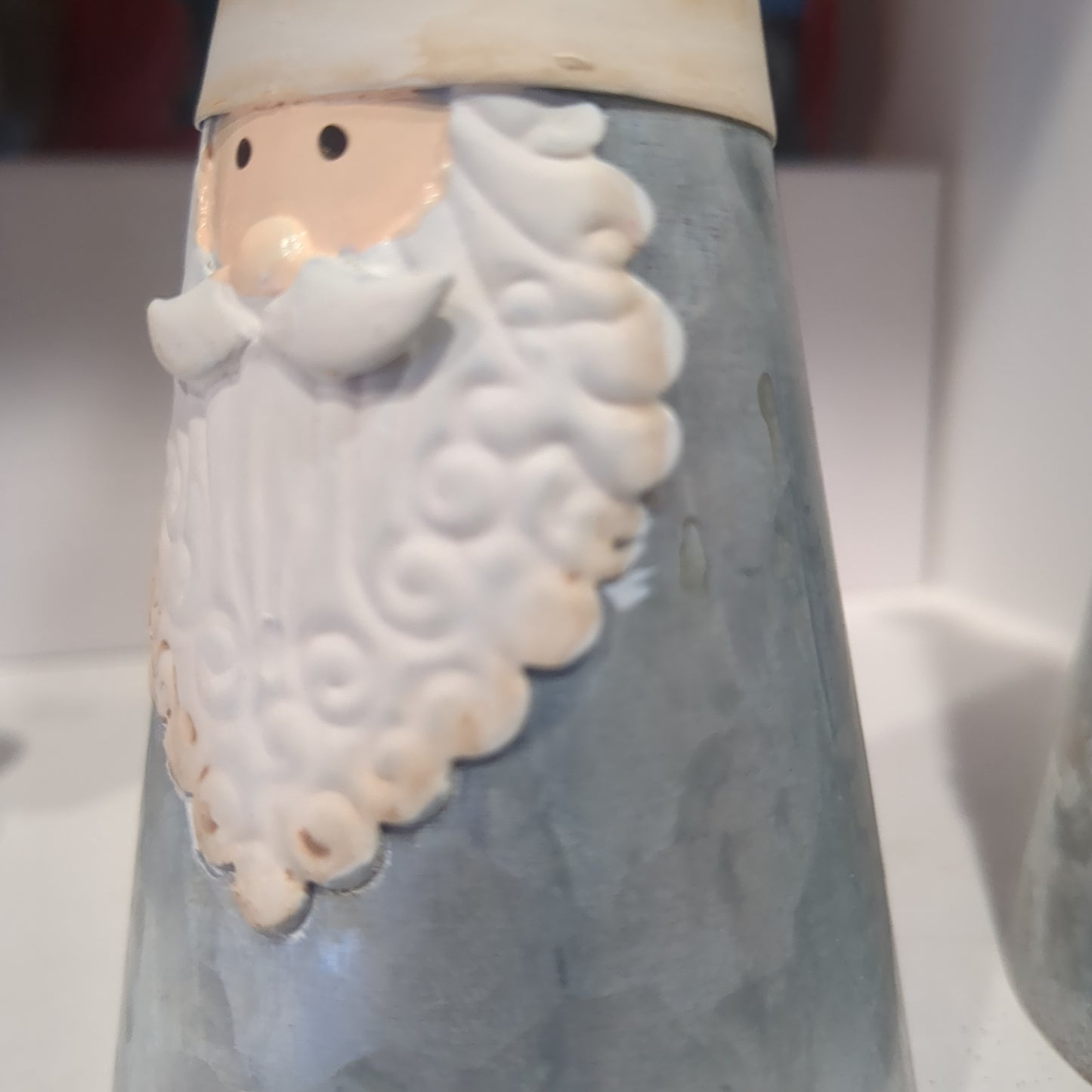 Set of 2 galvanized metal cone Santa table piece