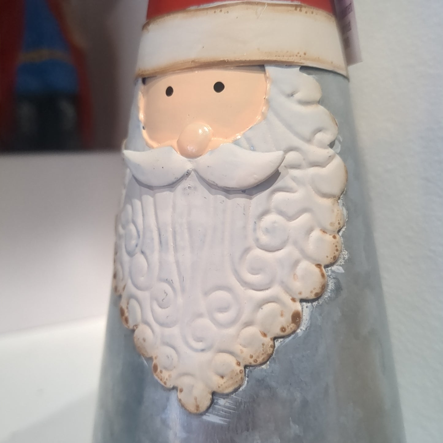 Set of 2 galvanized metal cone Santa table piece