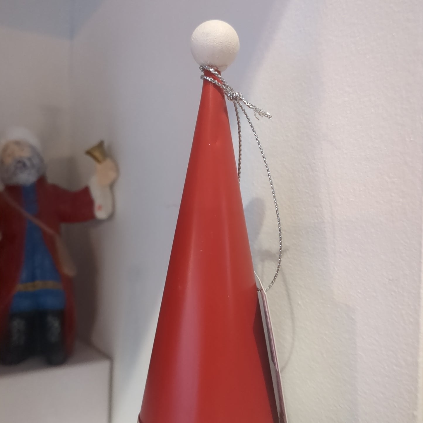 Set of 2 galvanized metal cone Santa table piece