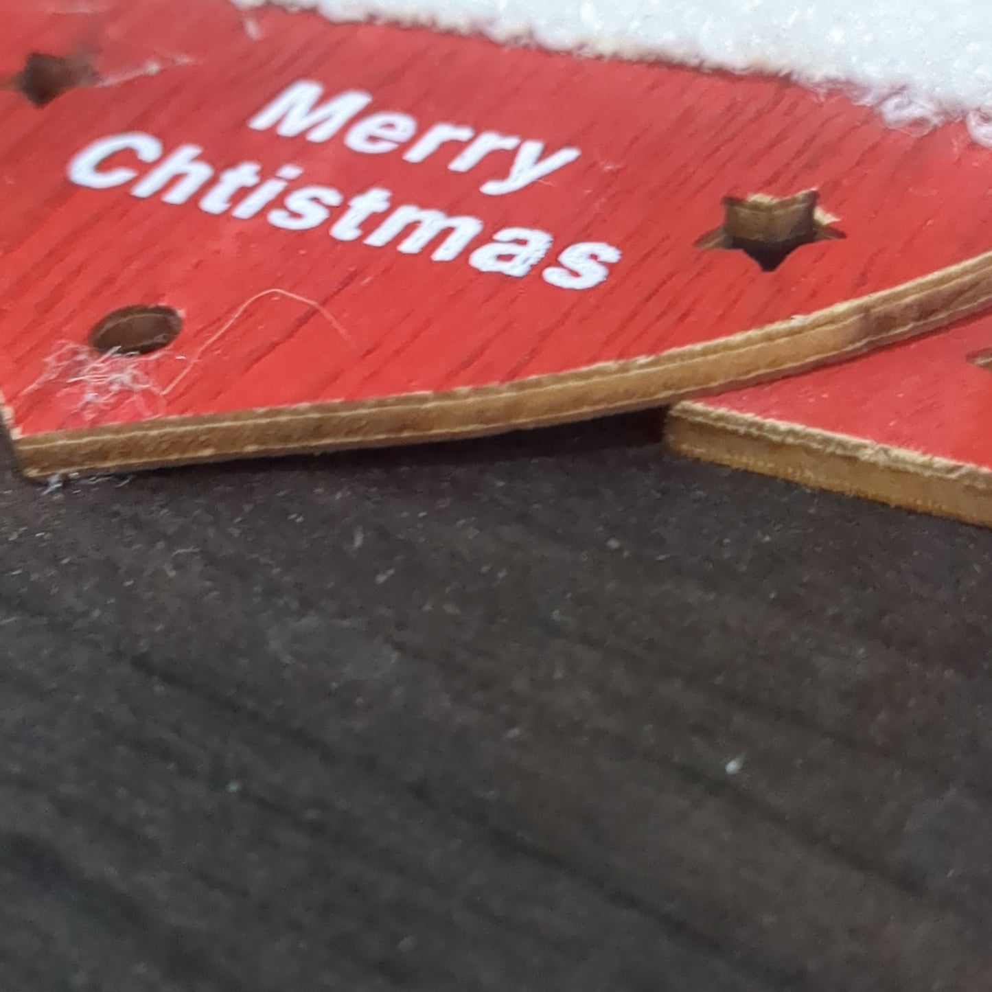 Set of 4 Wooden ornaments painted with furry trim