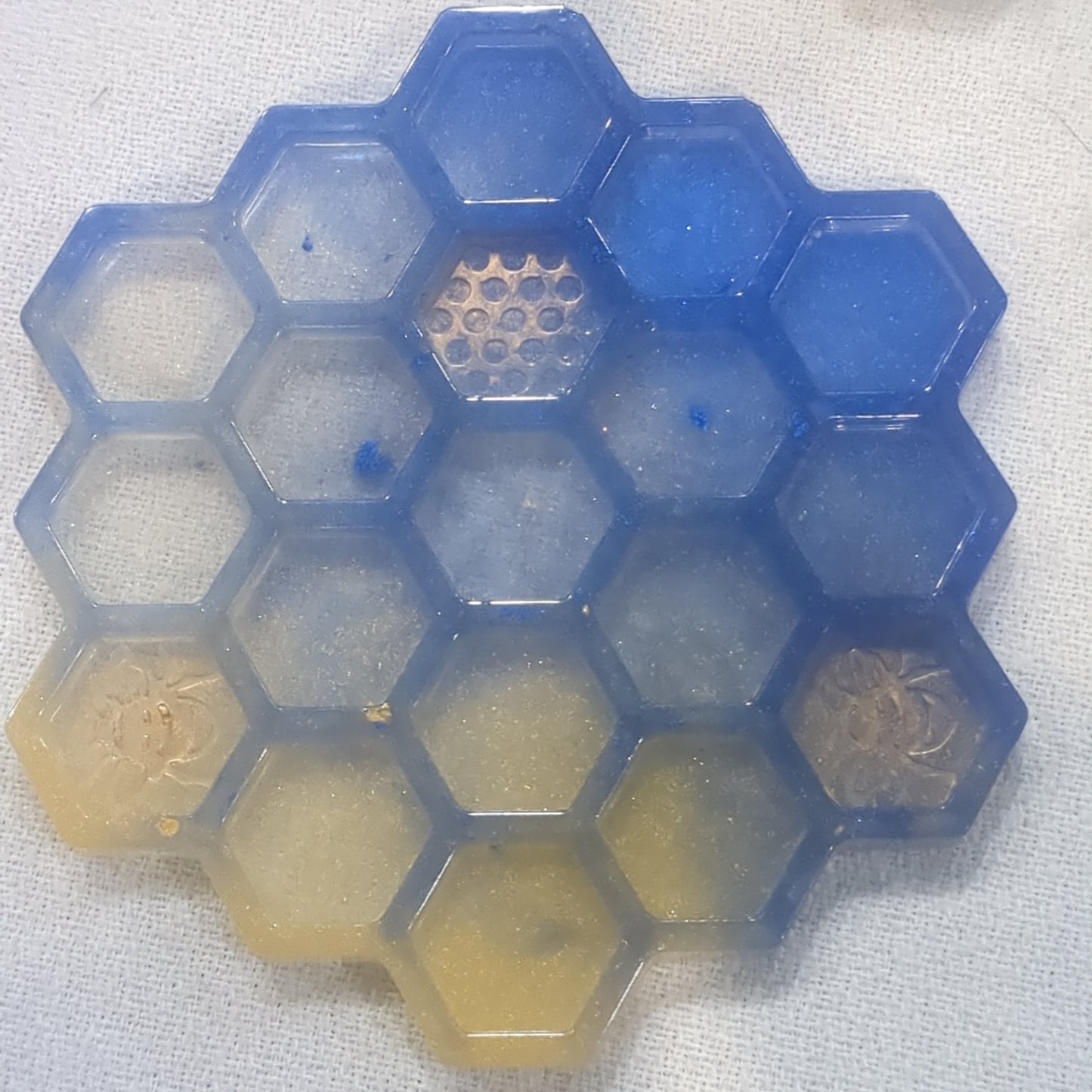 Coaster Set blue and gold bee and honeycomb unique gift