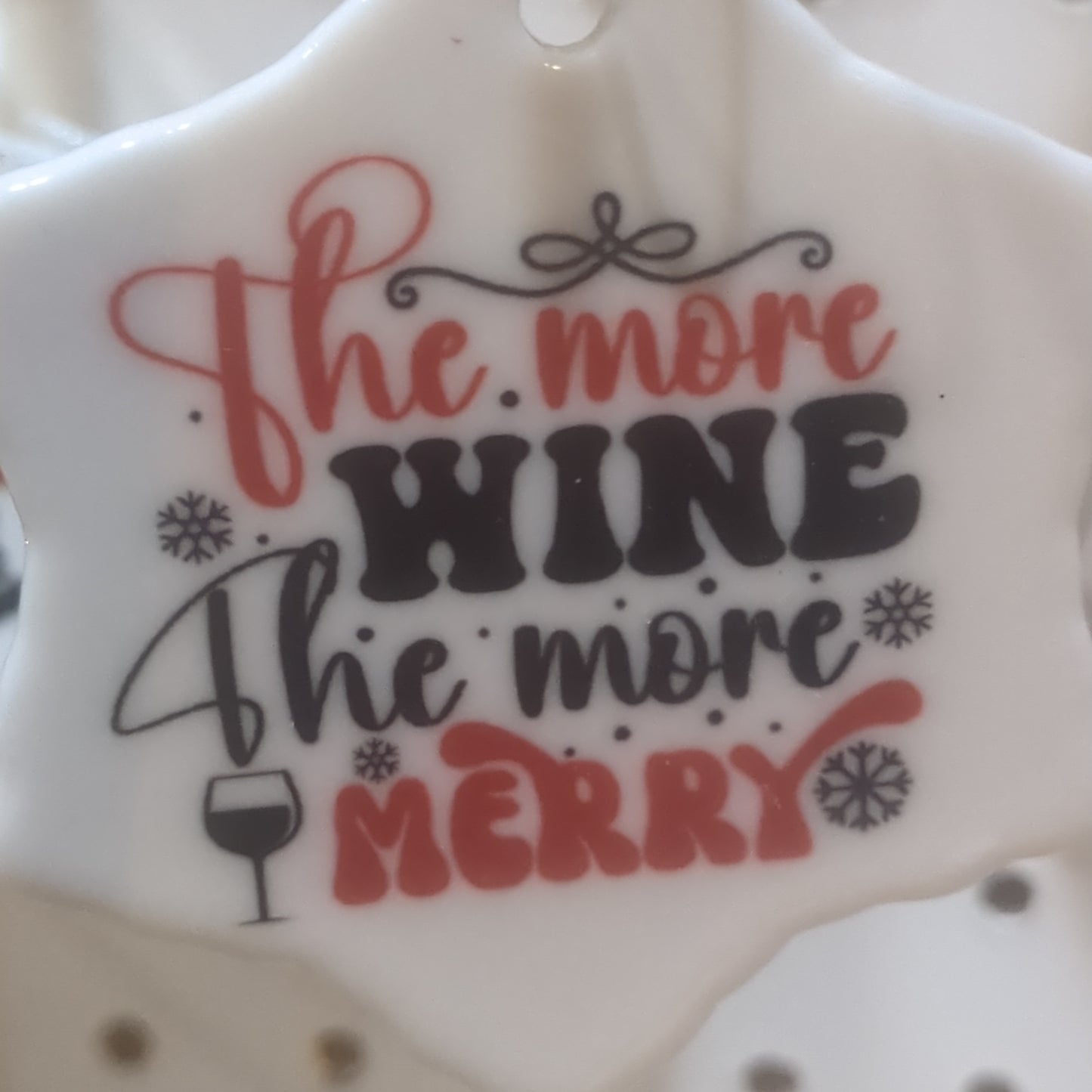 Ceramic wine ornament. The more wine the more merry