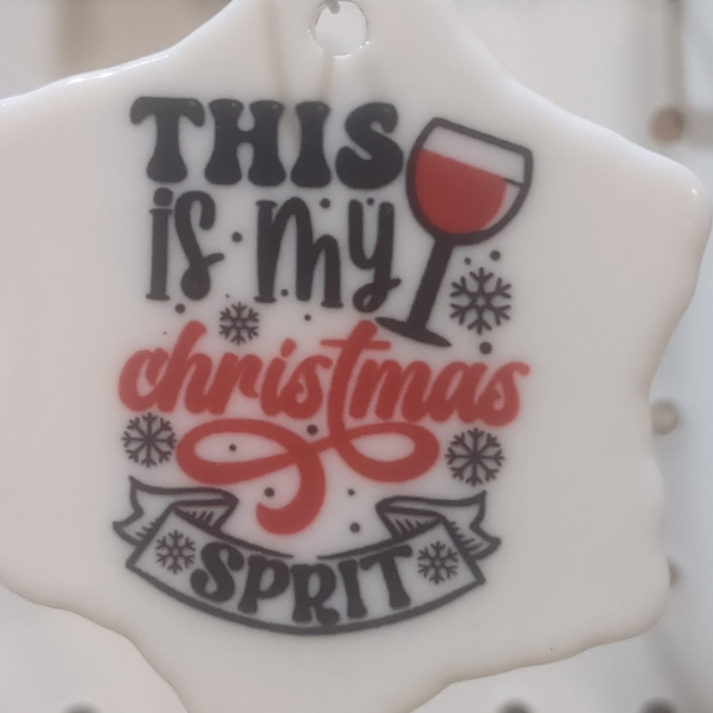 Ceramic wine ornament. This is my Christmas spirit