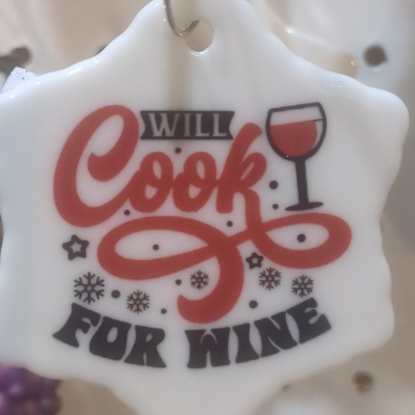 Ceramic wine ornament. Will cook for wine