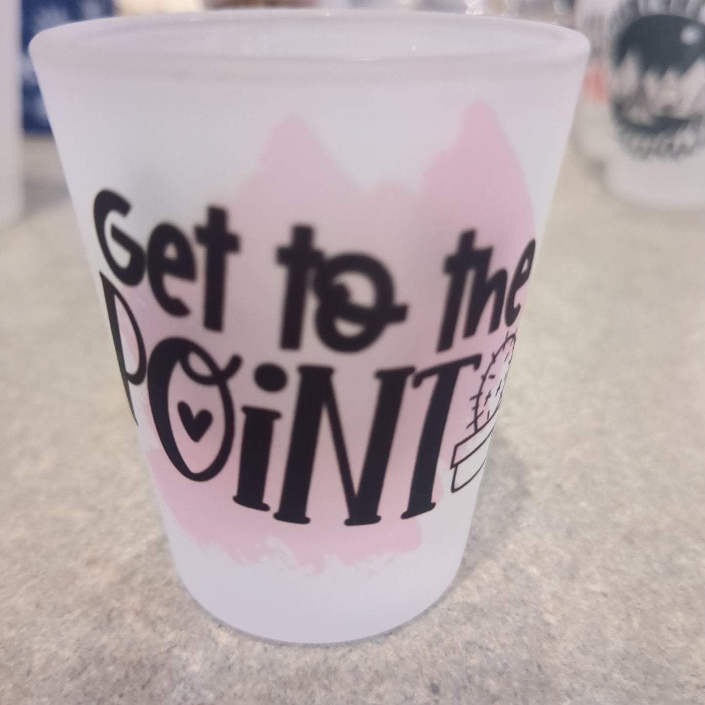 Imperfect Frosted glass shot glass. Get to the point