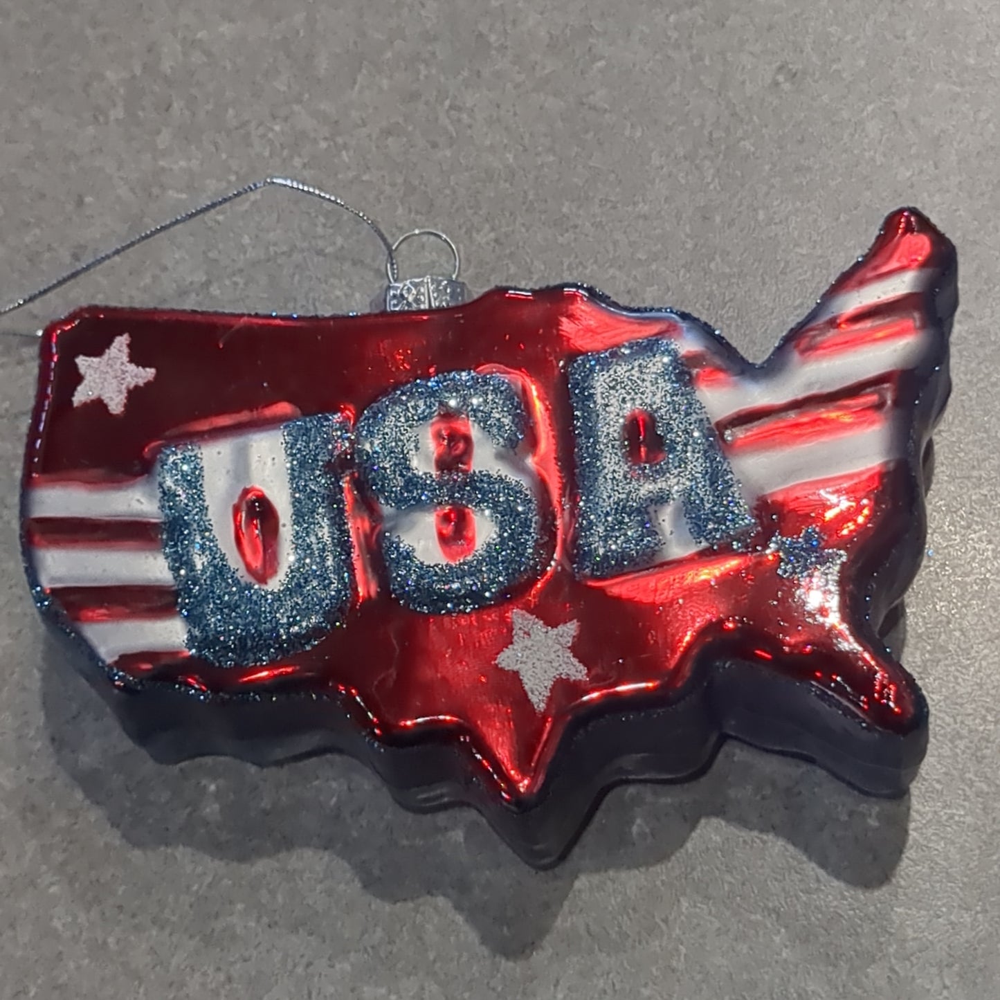 Glass Usa Flag Ornament