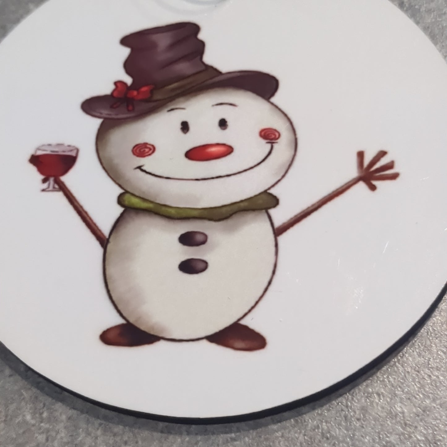 MDF ornament snowman with a wine glass