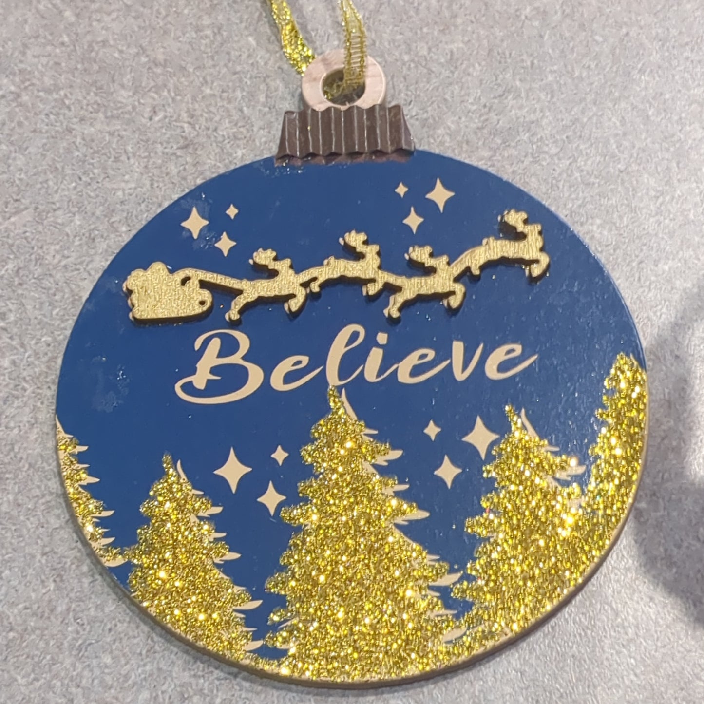 MDF ball ornament believe