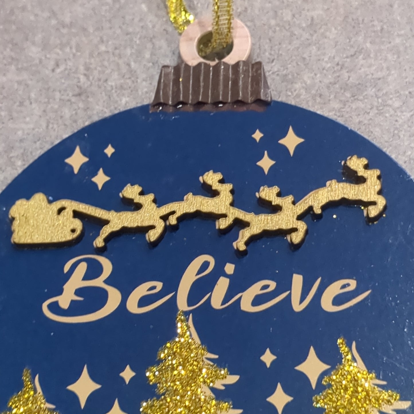 MDF ball ornament believe