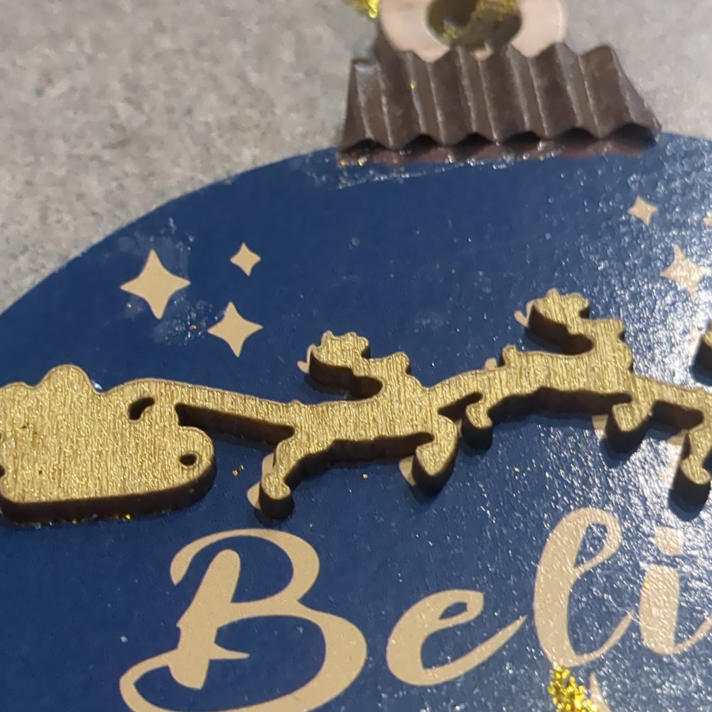 MDF ball ornament believe