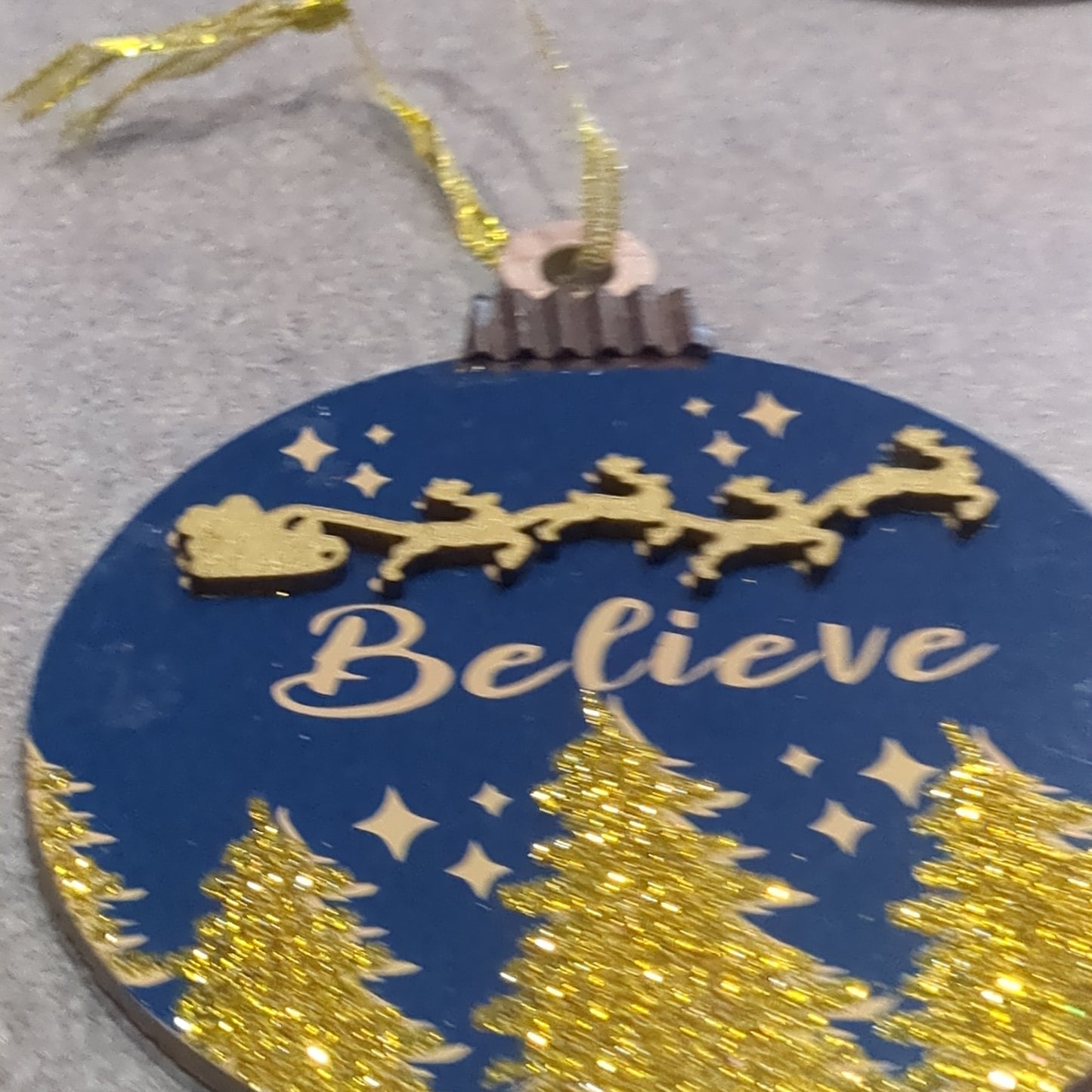 MDF ball ornament believe
