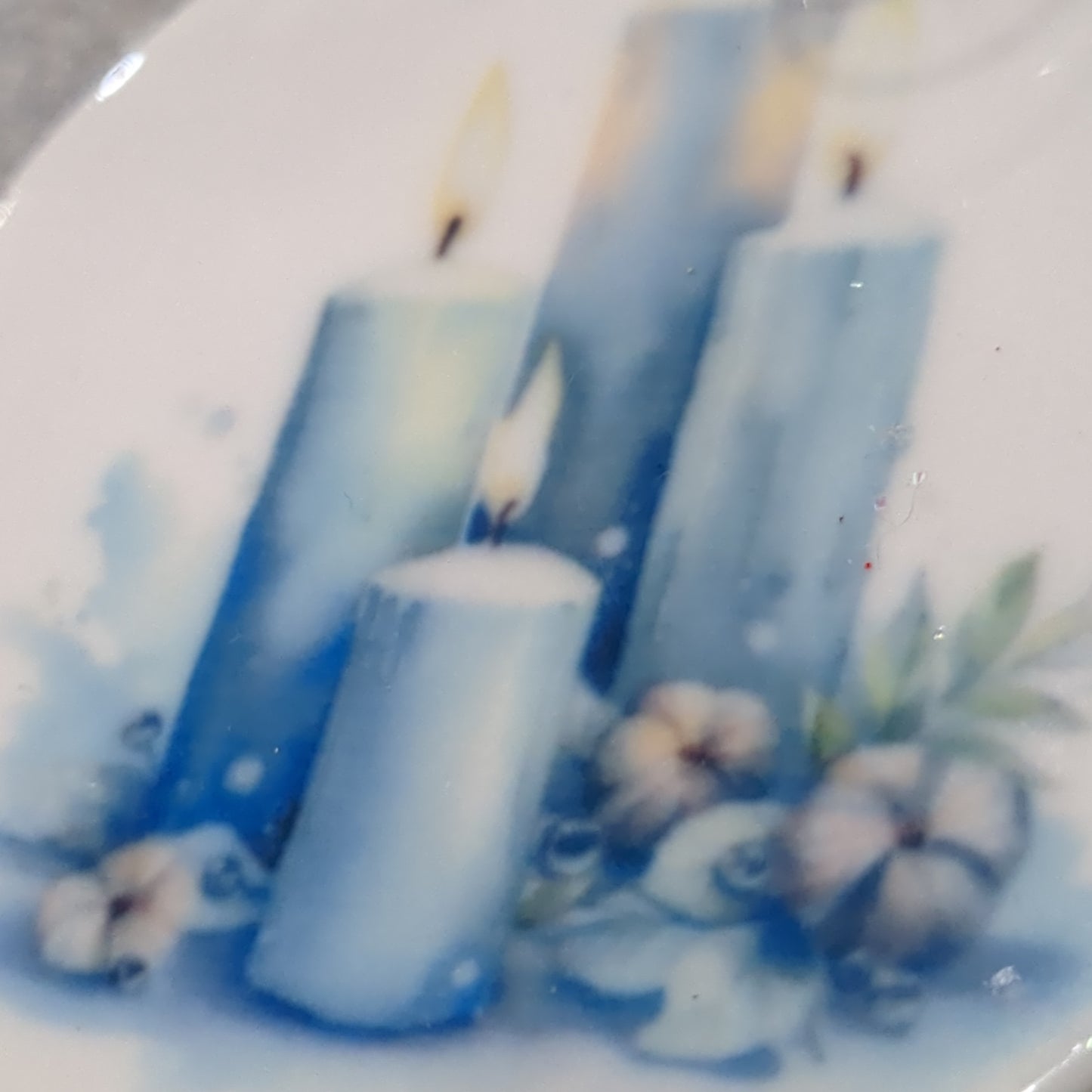 Ceramic ornament blue and white candles