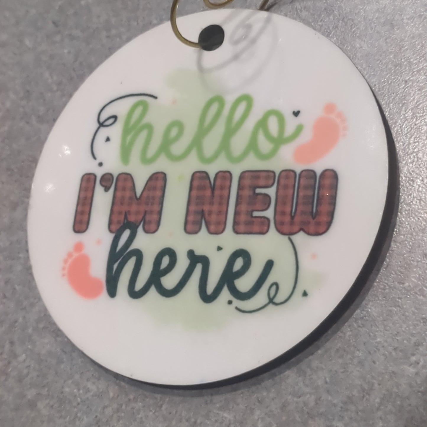 MDF ornament hello I'm new here. New baby ornament