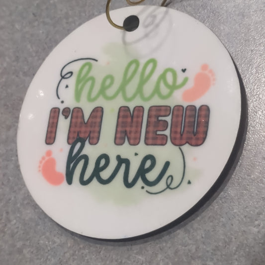 MDF ornament hello I'm new here. New baby ornament