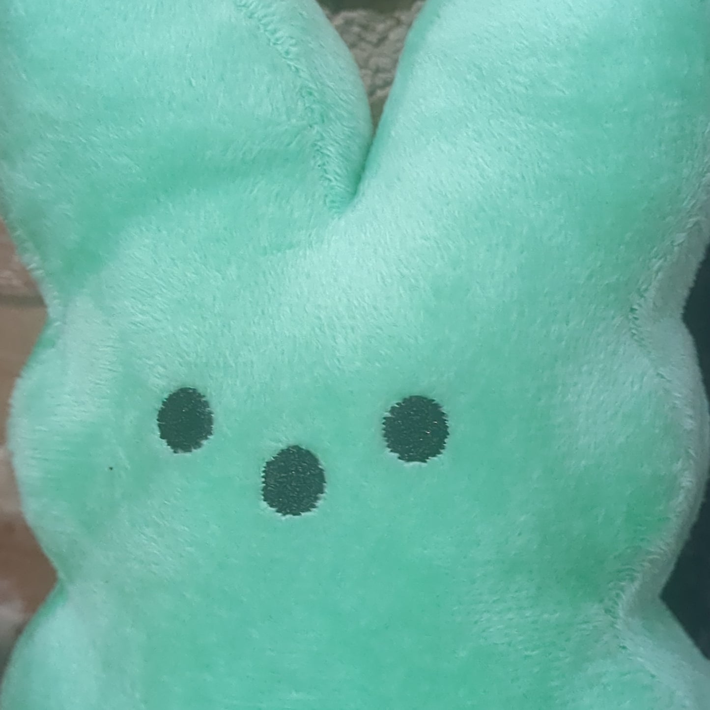 Plush colorful Easter bunny marshmallow candy sea foam green