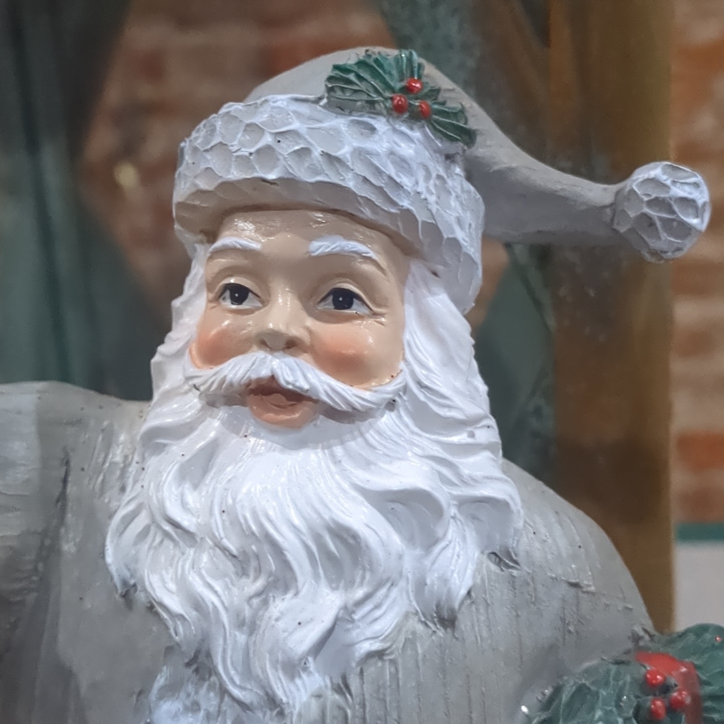 Santa in grey coat