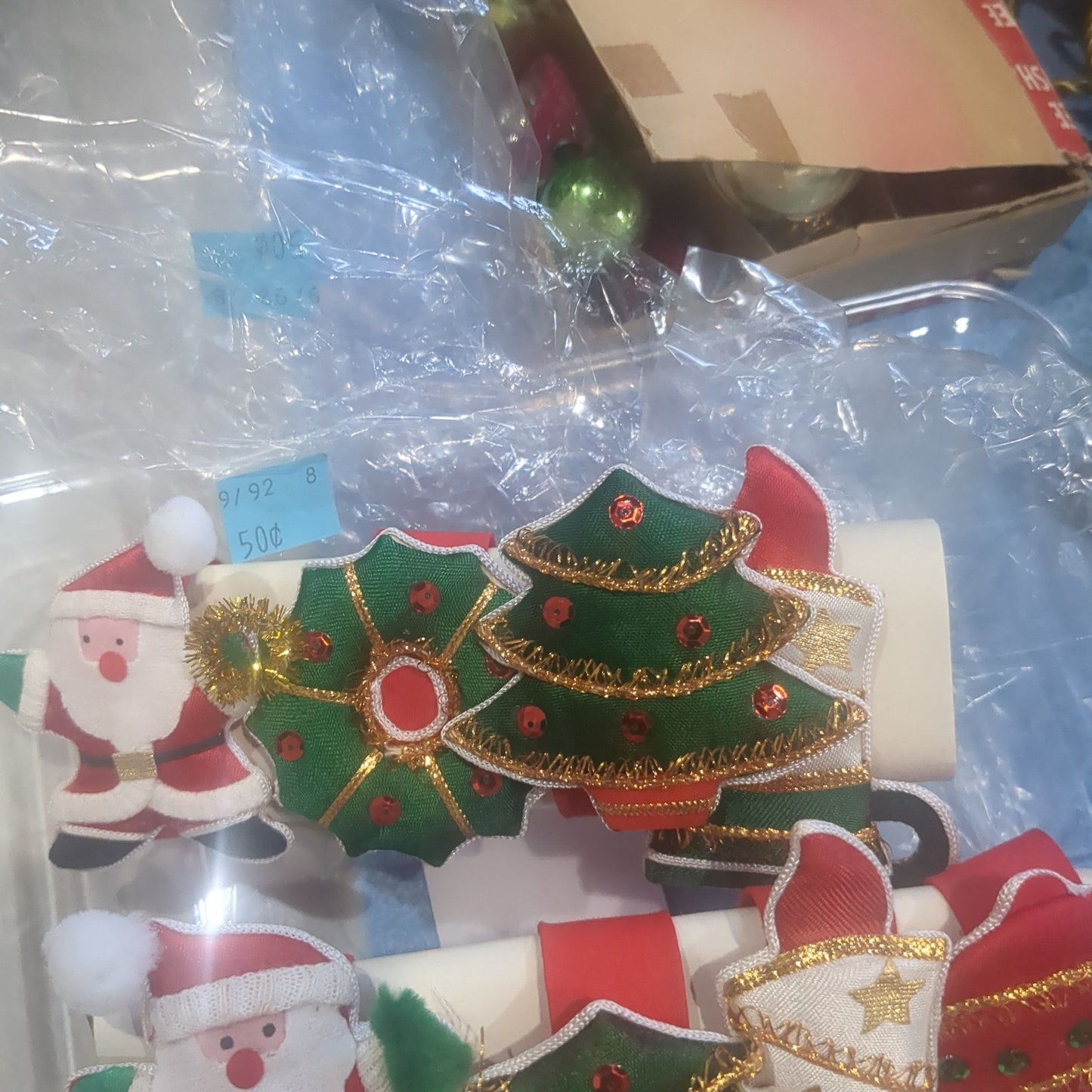Vintage Fabric Santa Napkin Rings chr551