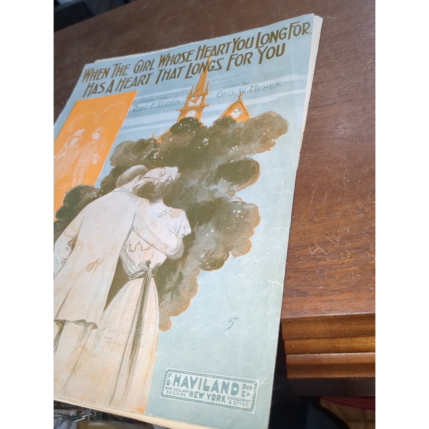 Vintage Sheet Music When The Girl Whose Heart You Long For George Meyer Robert Roden