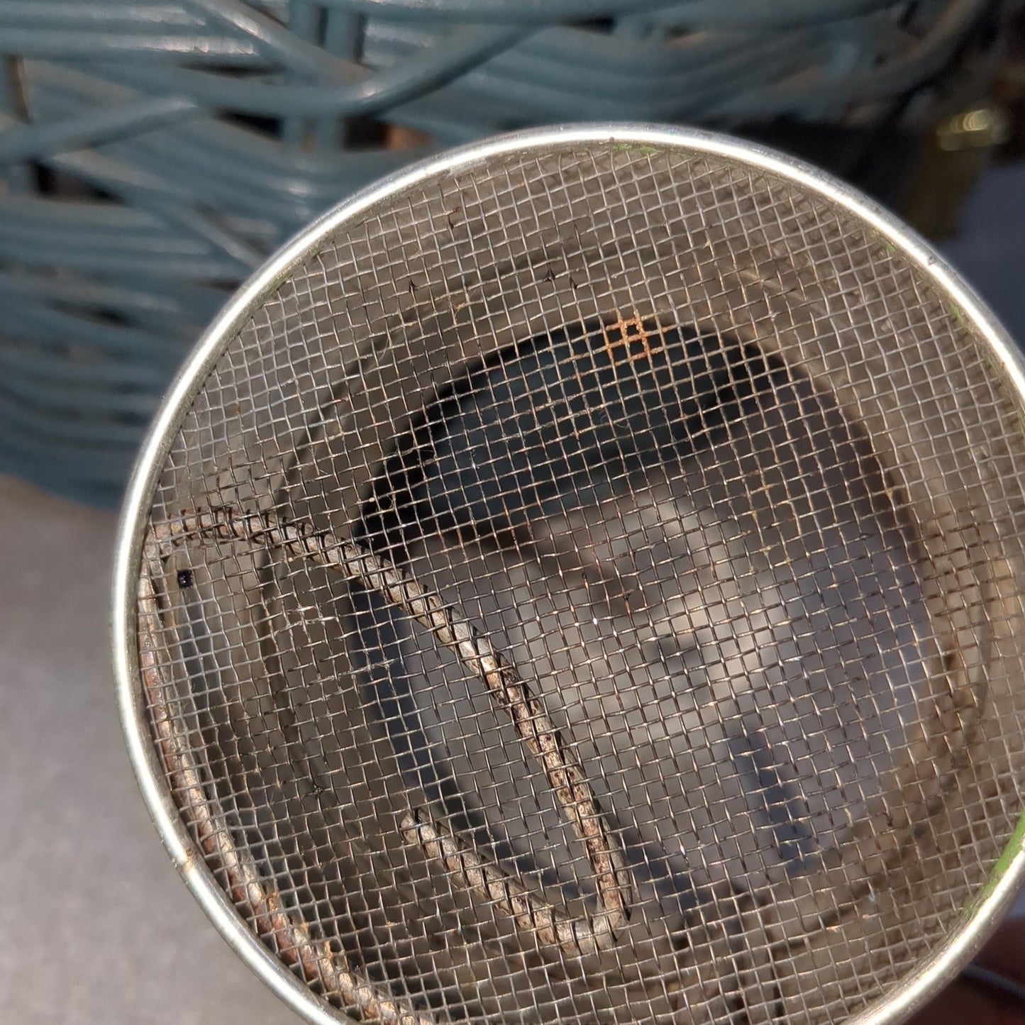 Vintage Green Two Cups flour sifter
