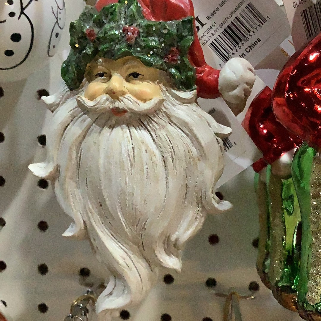 Holly & Ivy Santa Christmas Ornament