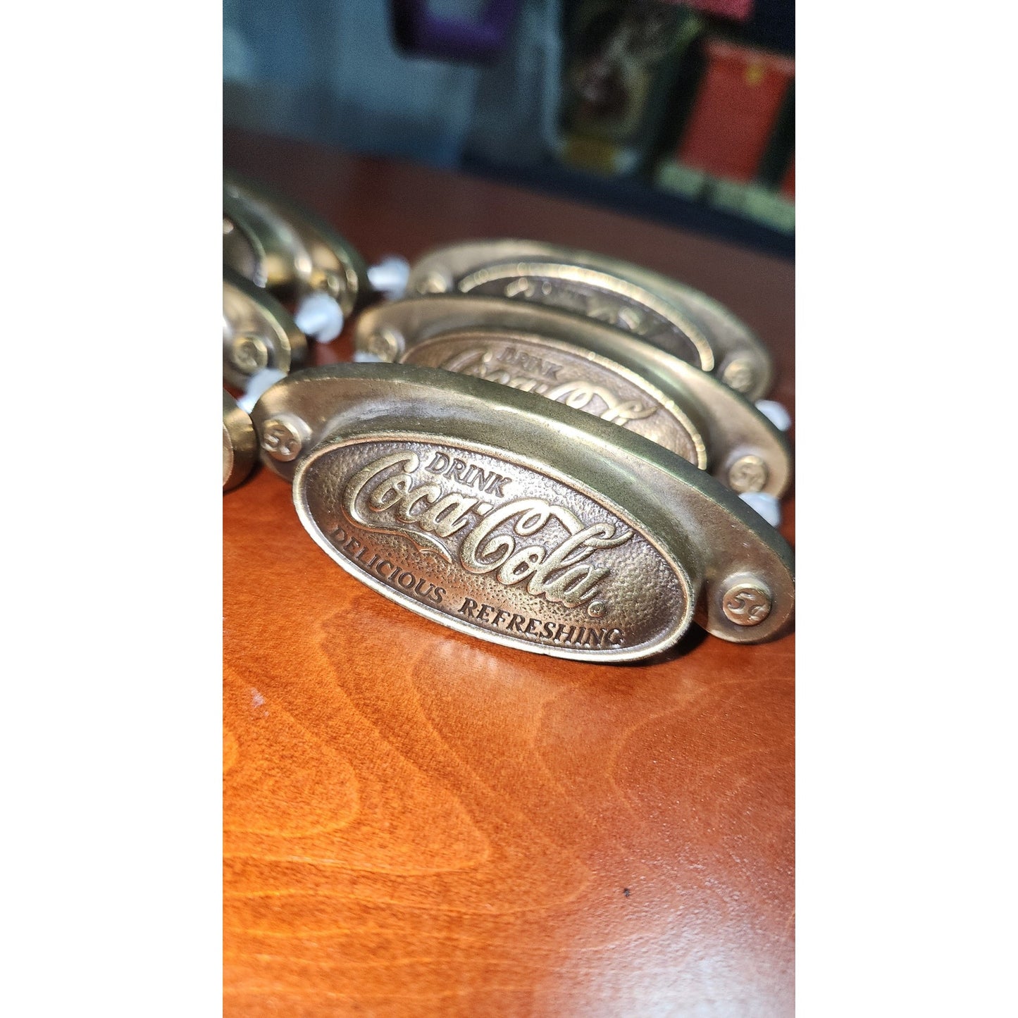 COCA-COLA Coke Brass Cup Handle Drawer Pull Knob Nostalgic Decor Hardware