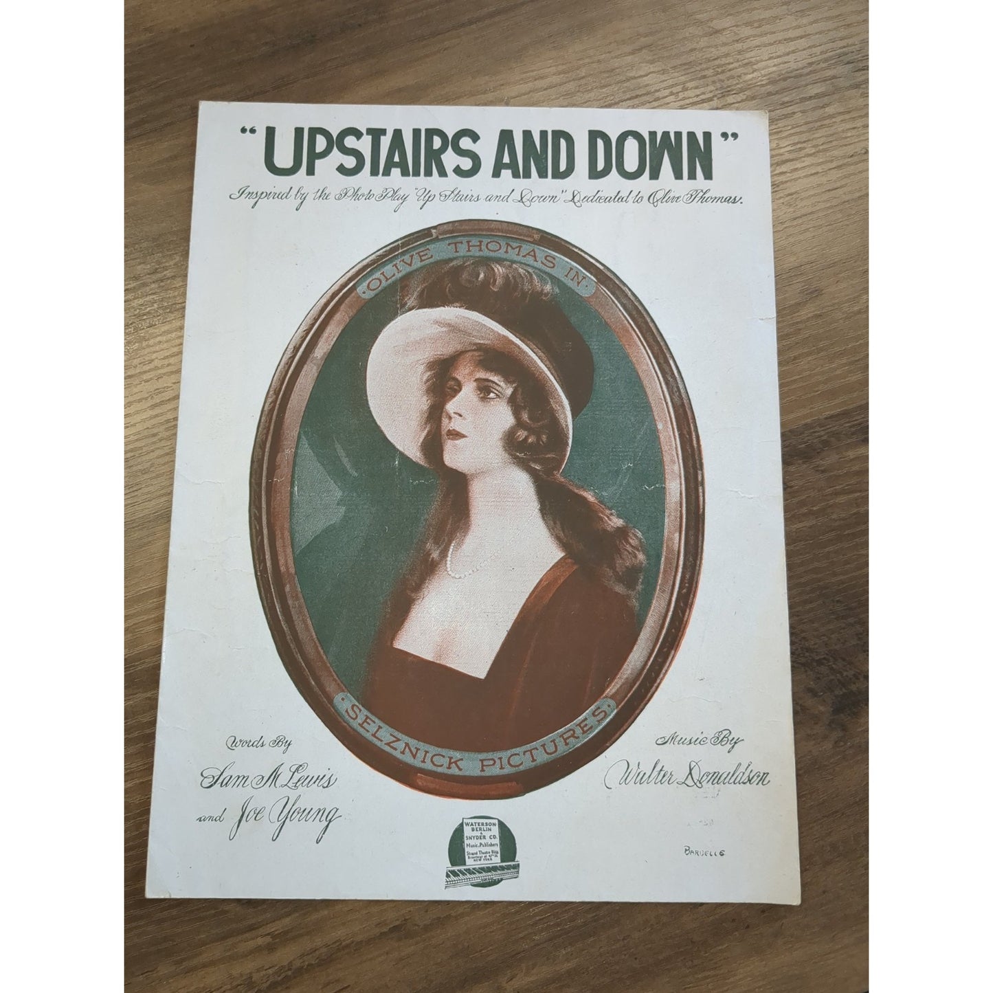 M OLIVE THOMAS Movie Vintage Musical sheet music UPSTAIRS & DOWN