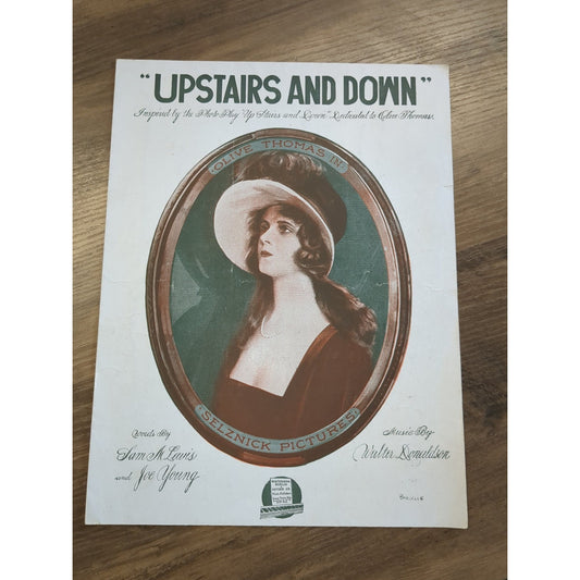 M OLIVE THOMAS Movie Vintage Musical sheet music UPSTAIRS & DOWN