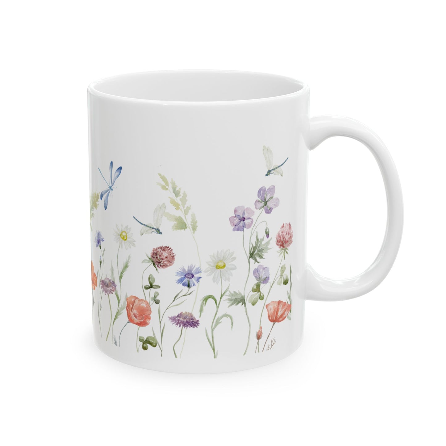 Flower & Dragonfly Ceramic Mug 11oz