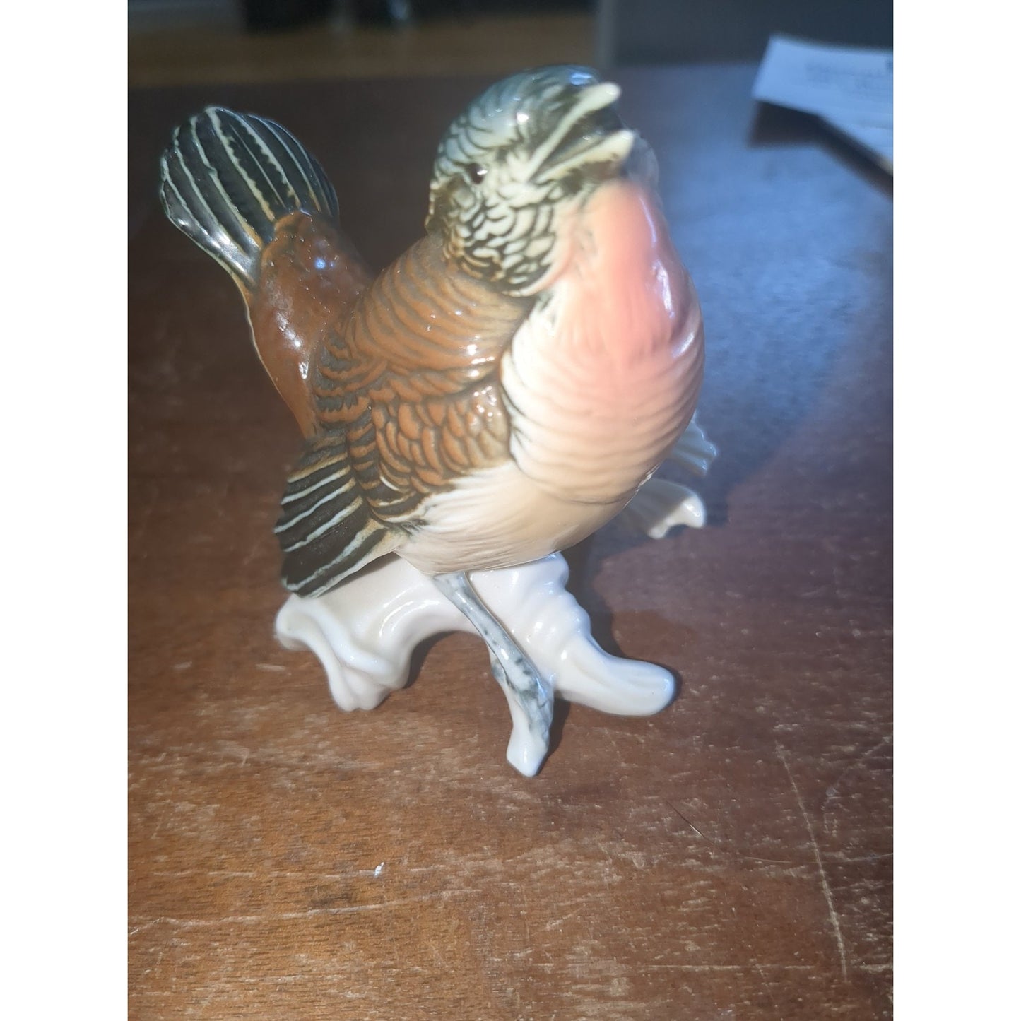 Vintage Karl Ens Porcelain Wren Bird On Branch Figurine