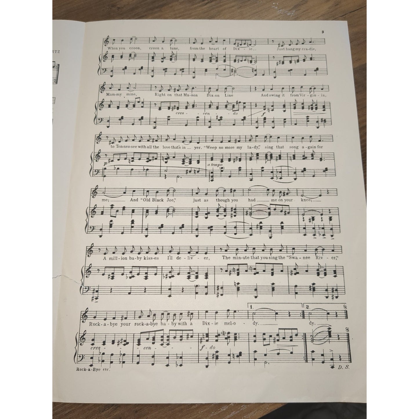 VINTAGE SHEET MUSIC - Rock A Bye Your Baby With A Dixie Melody