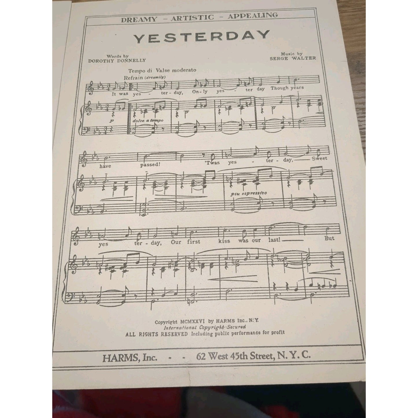Vintage Sheet Music 1926 - FALLING in Love With You Davis/Meyer