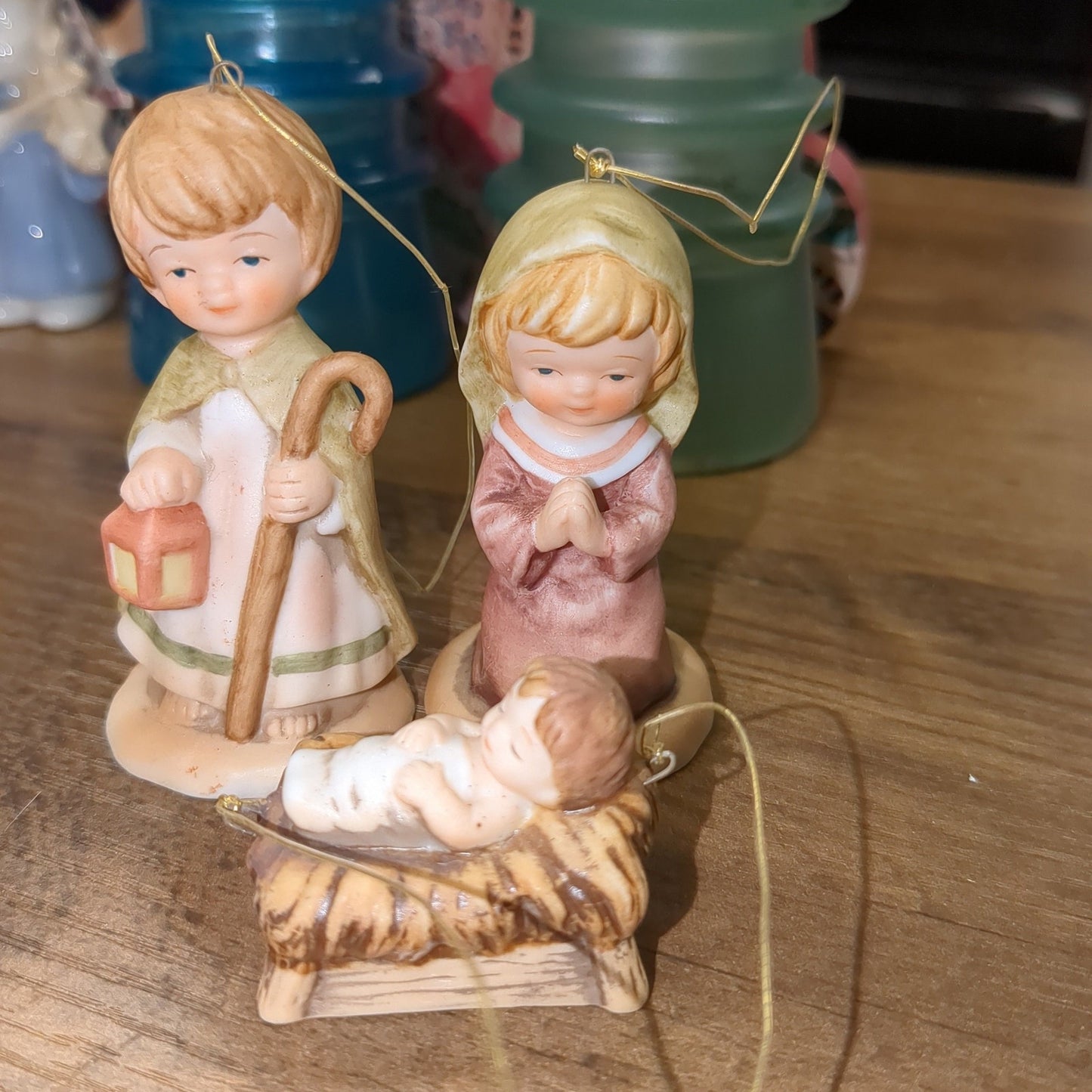 vintage Little Bible Friends nativity ornaments