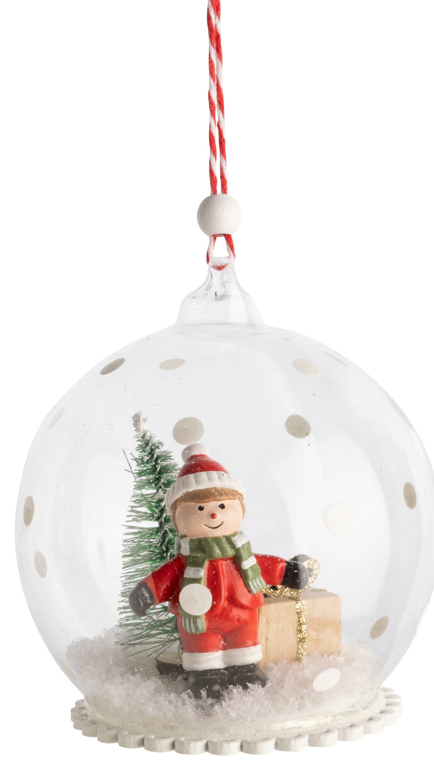 Boy ornament with snow, 2.5in. This is for just one ornament with the boy