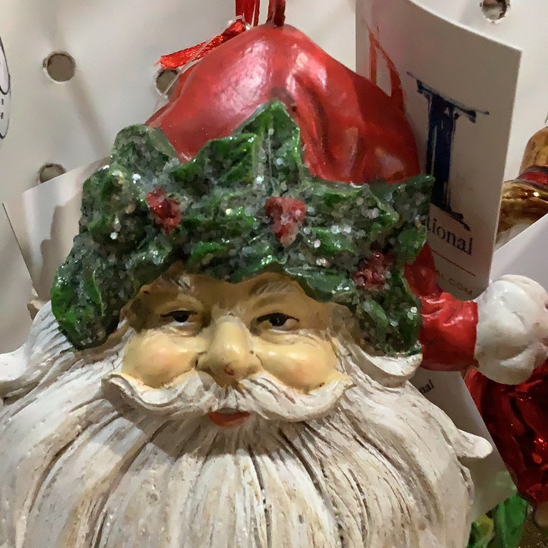 Holly & Ivy Santa Christmas Ornament