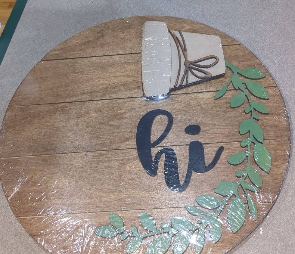 Stained, Pot spilling contents interchangeable door sign