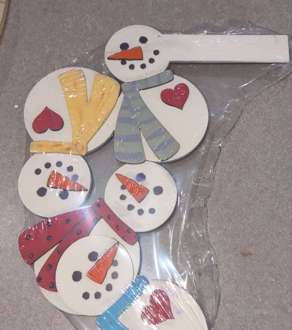 Snowman winter insert for pot spilling door sign