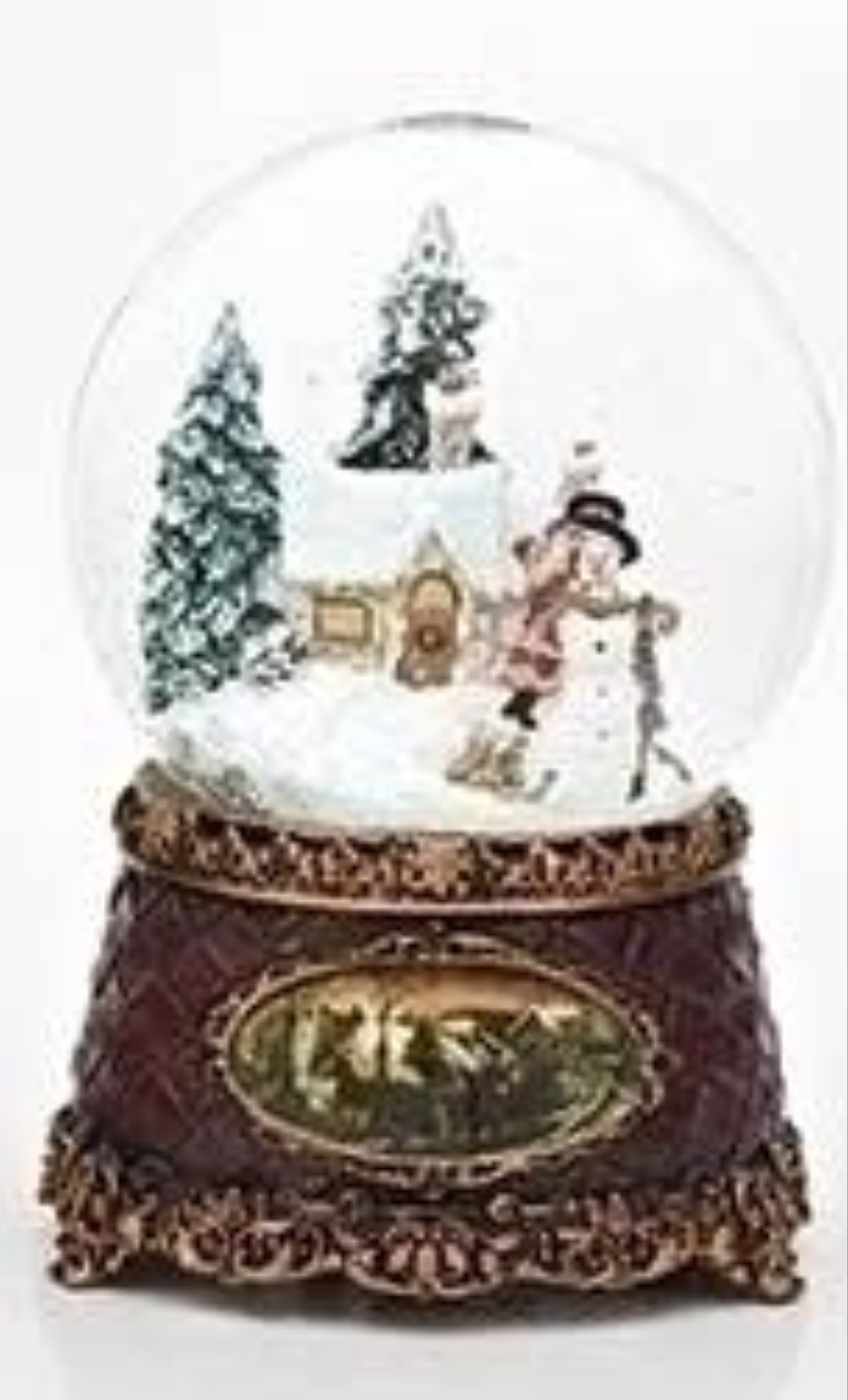 6" H Musical Holiday Themes globe snowman children and house sn98