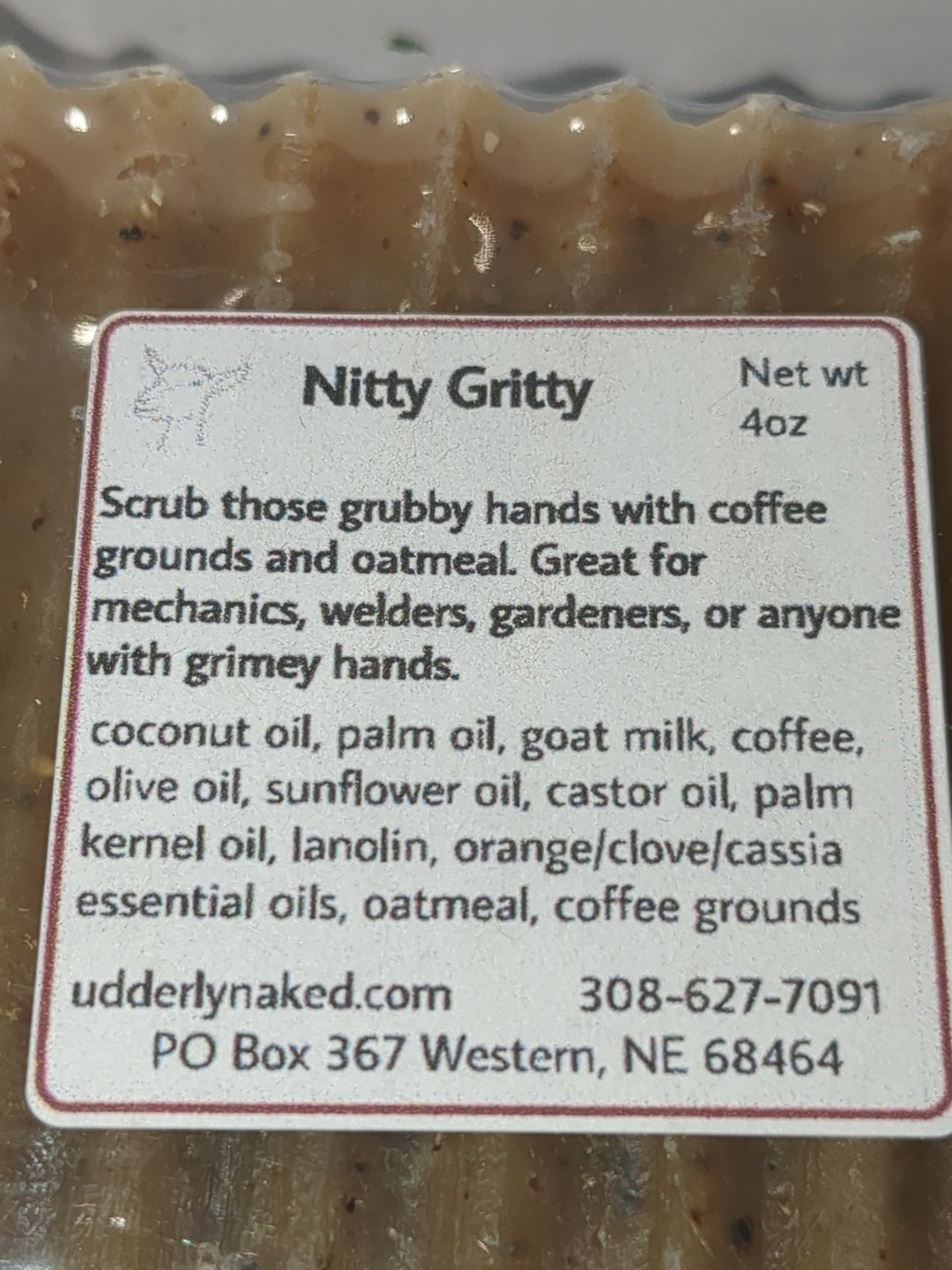UN3 Utterly naked goat milk soap scented Nitty Gritty