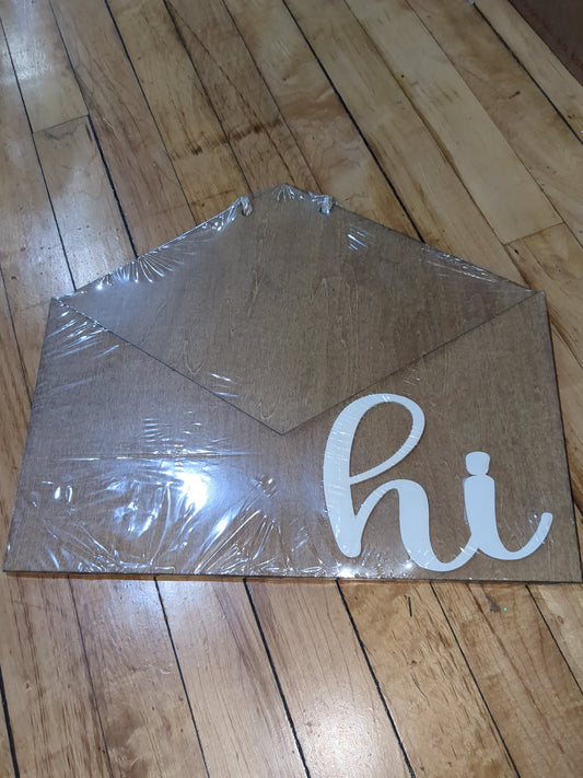 Stained with white hi Envelope interchangeable door sign