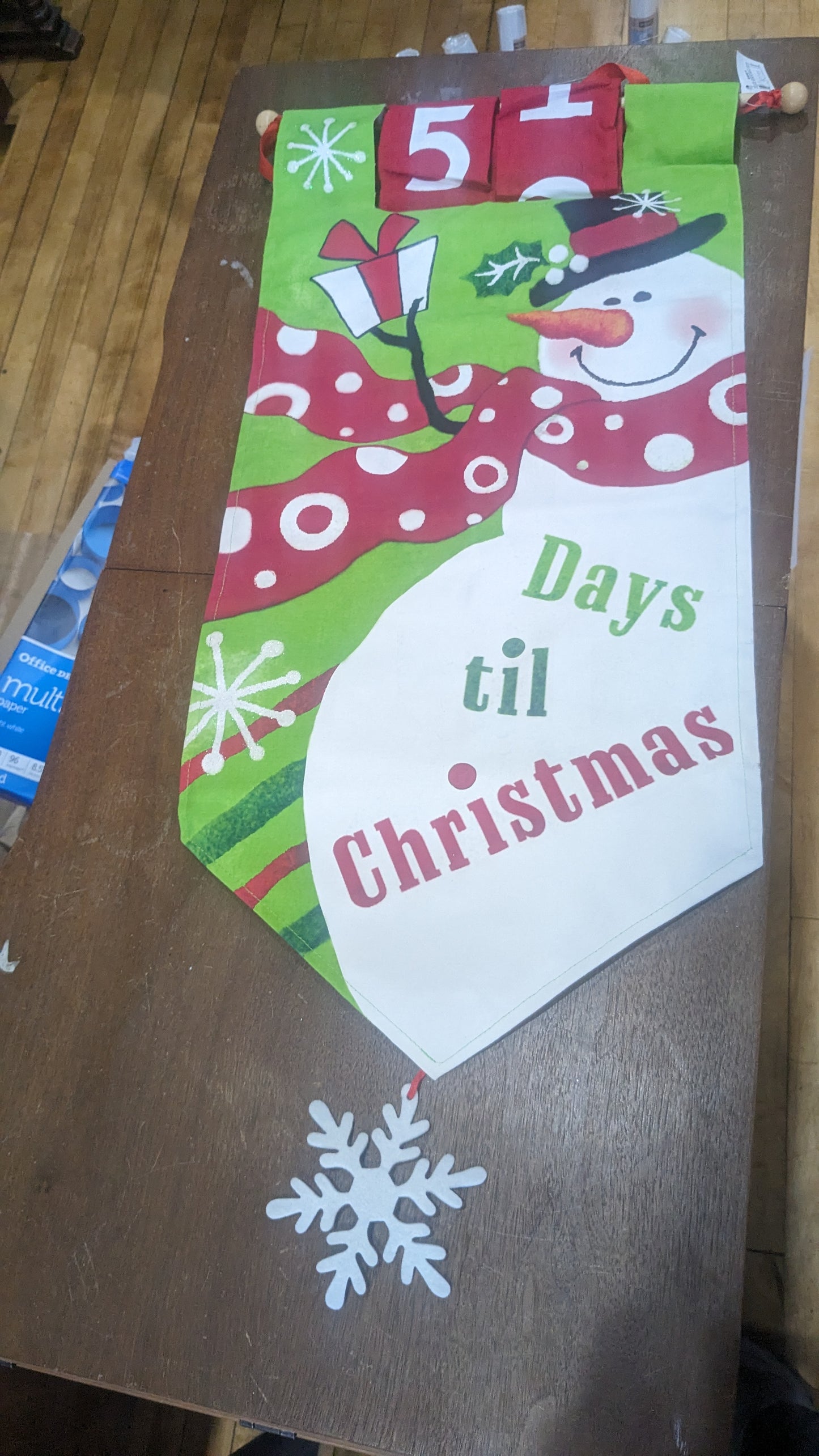 Unique Painted canvas countdown-snowman